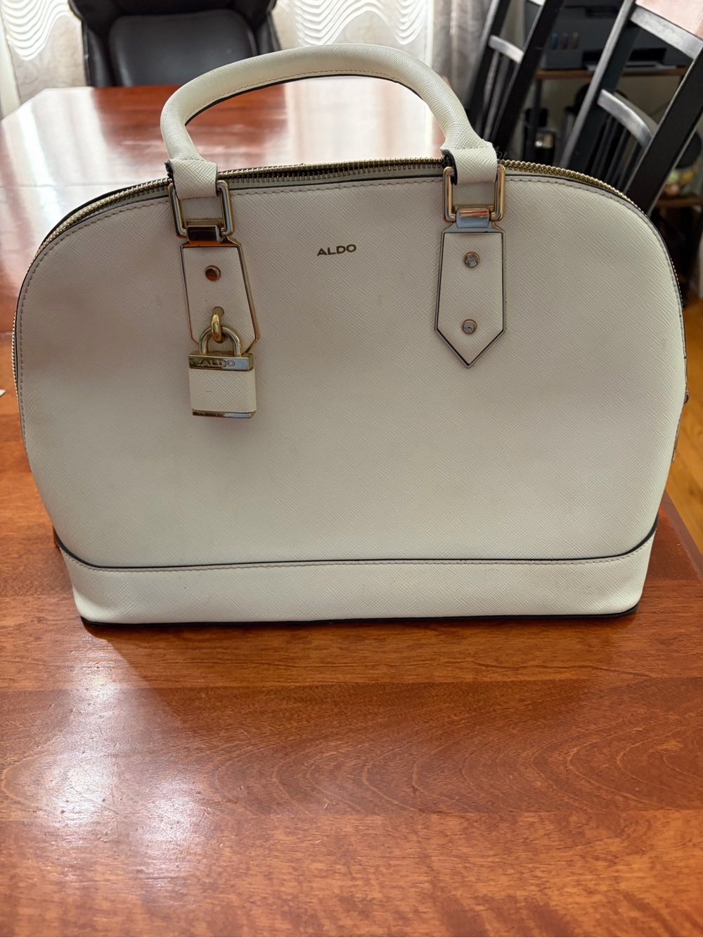 ALDO Cream Dome Satchel with Gold Hardware